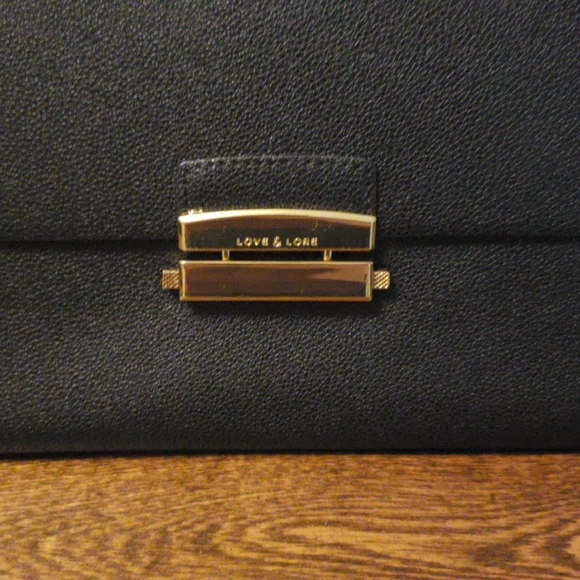 Love & Lore Edie Flap Satchel - Black and Gold - Picture 3 of 5